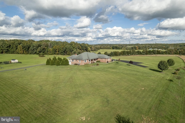 aerial view featuring a rural view