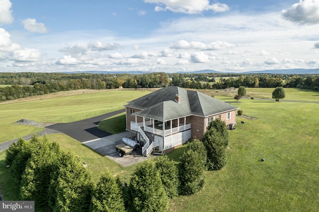 aerial view featuring a rural view