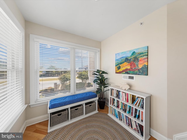 living area featuring hardwood / wood-style floors and plenty of natural light