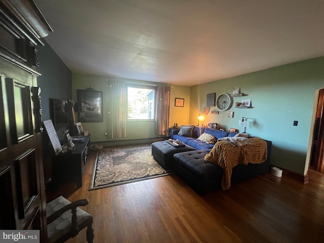 living room featuring dark hardwood / wood-style flooring