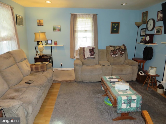 living room with light wood-type flooring