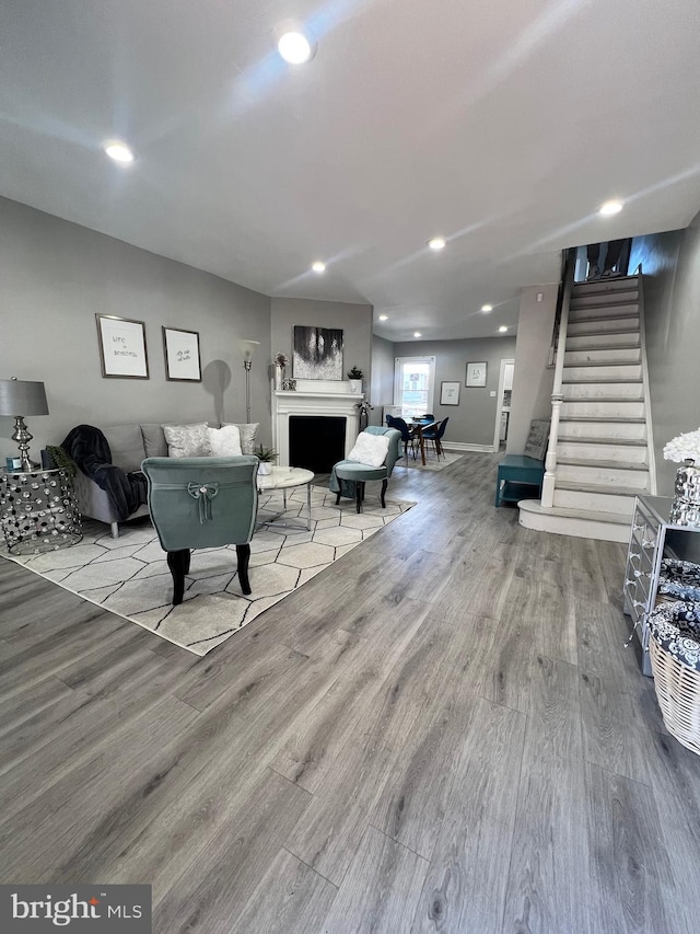 living room featuring light hardwood / wood-style floors