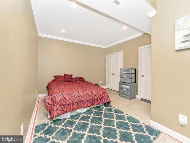 bedroom featuring ornamental molding