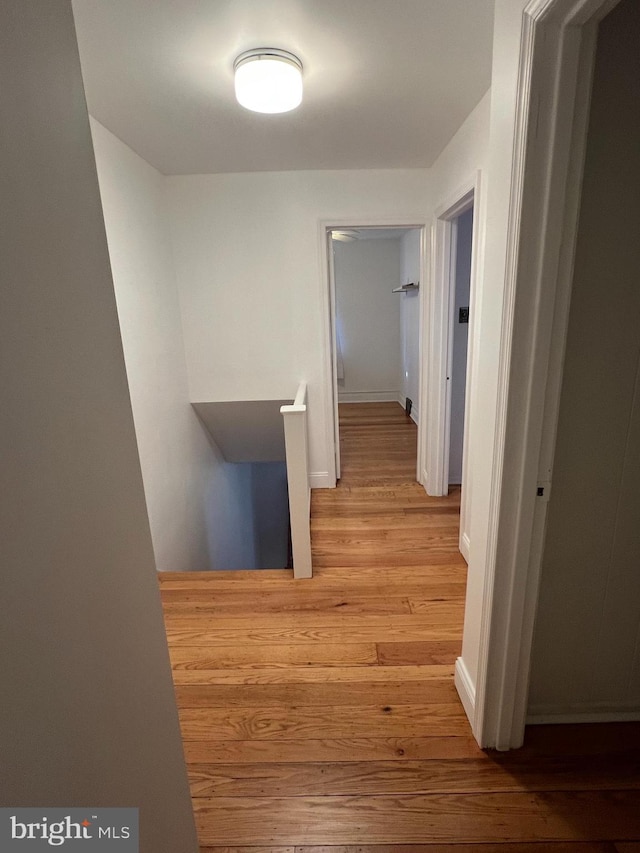 corridor with light wood-type flooring