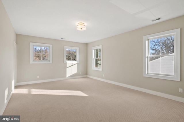 spare room featuring plenty of natural light and carpet floors