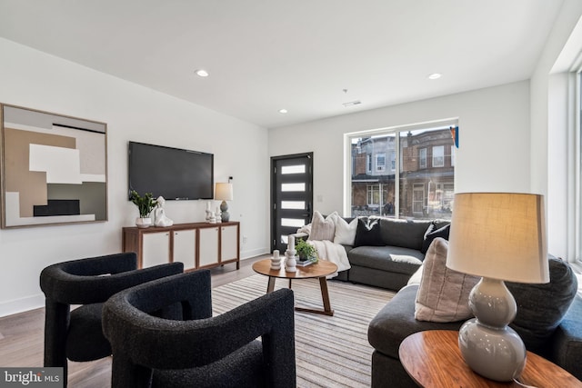 living room featuring hardwood / wood-style flooring