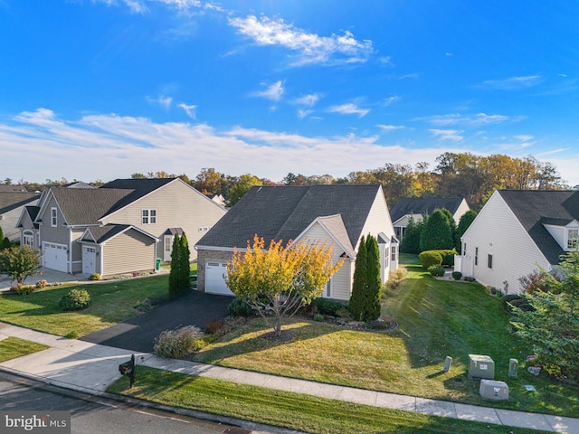 birds eye view of property with a residential view