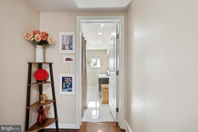 hall featuring hardwood / wood-style floors