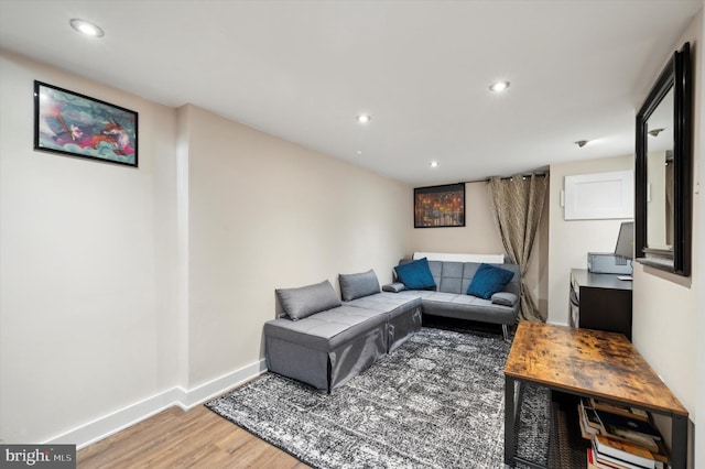 living room with hardwood / wood-style flooring