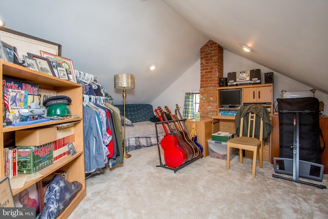 interior space featuring vaulted ceiling