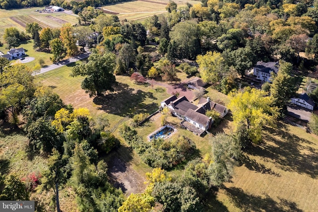 drone / aerial view with a rural view