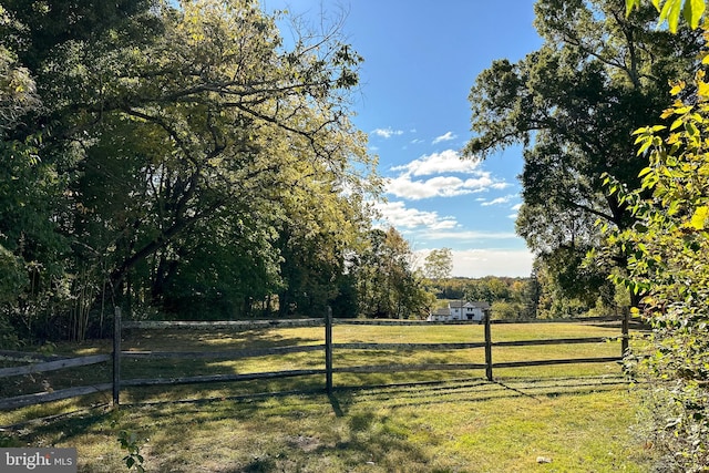 view of yard with a rural view