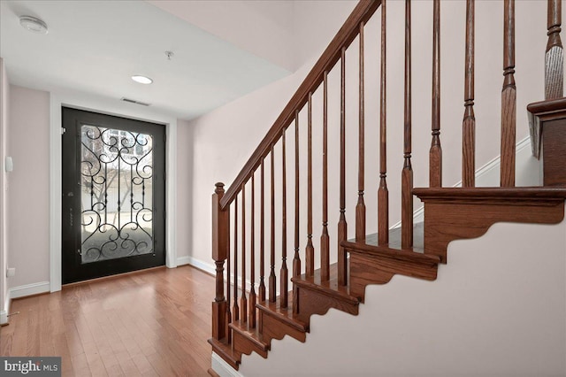 entryway with light wood-type flooring