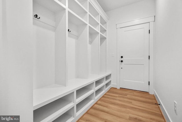 mudroom with hardwood / wood-style flooring