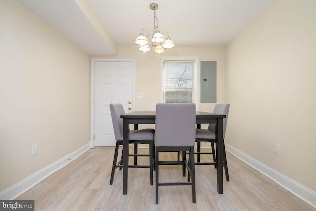 1121 Ward St, Baltimore, MD 21230 - dining room with electric panel, a chandelier, and light wood finished floors