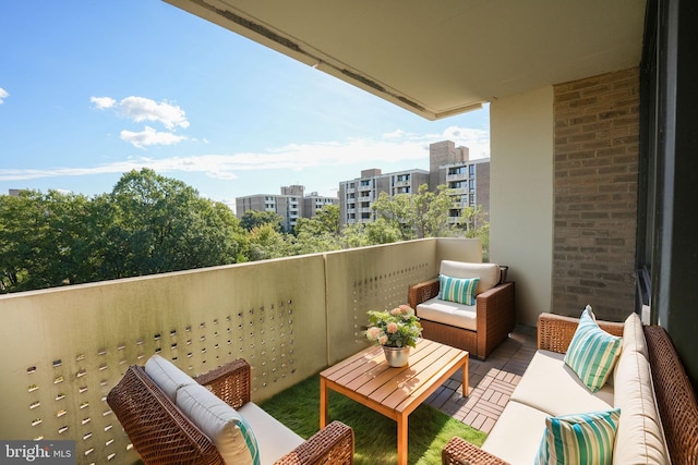 balcony featuring an outdoor living space