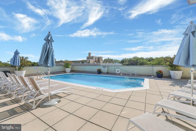 view of pool featuring a patio area