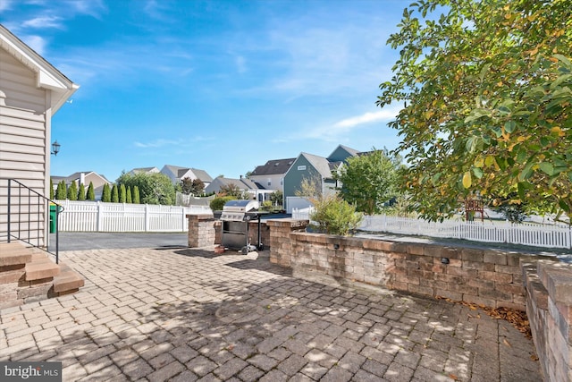 view of patio with an outdoor kitchen