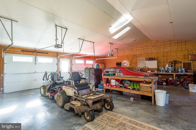 garage with a garage door opener