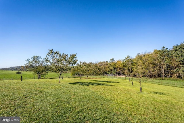 view of yard with a rural view