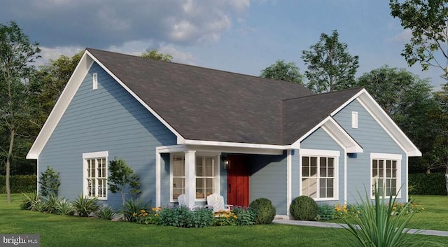 view of front of property featuring a front yard