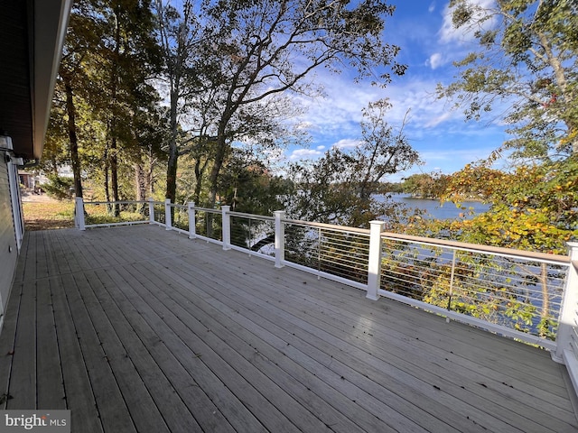 deck with a water view