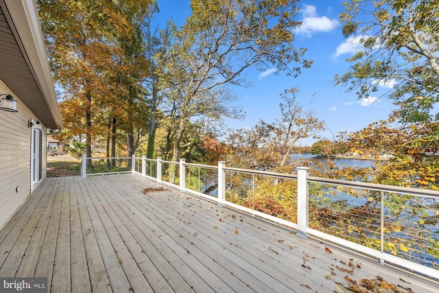 deck with a water view