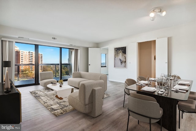 living room featuring light hardwood / wood-style flooring