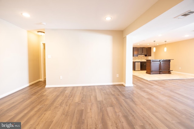 unfurnished living room featuring light hardwood / wood-style flooring