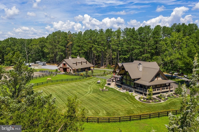 bird's eye view with a rural view