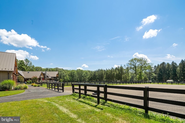 view of yard with a rural view