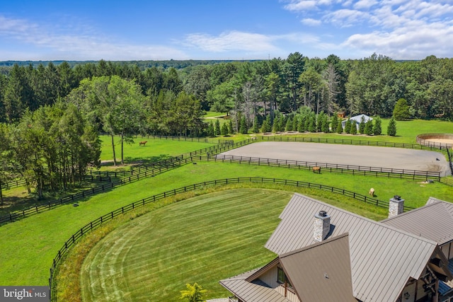 drone / aerial view with a rural view