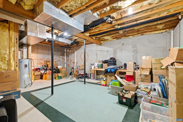 basement with water heater