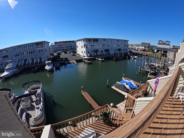 view of dock featuring a water view