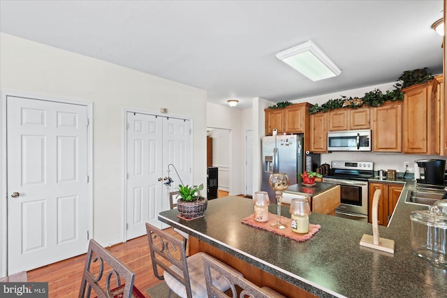 kitchen featuring appliances with stainless steel finishes and light wood-type flooring