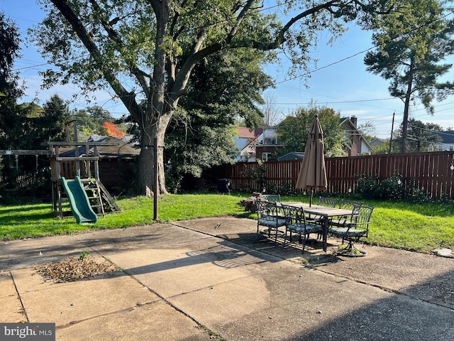 view of patio / terrace featuring a playground