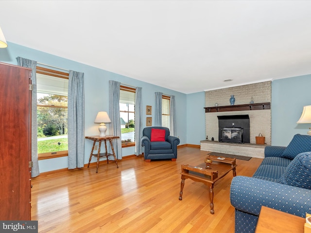 living room with light hardwood / wood-style floors