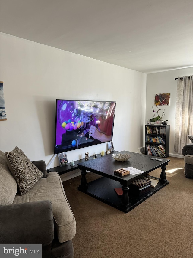 living room with carpet flooring