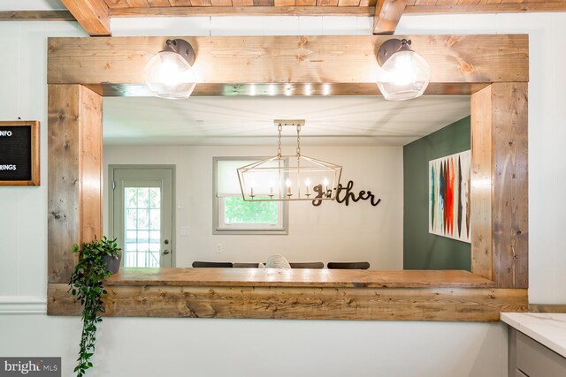 reception area with a chandelier