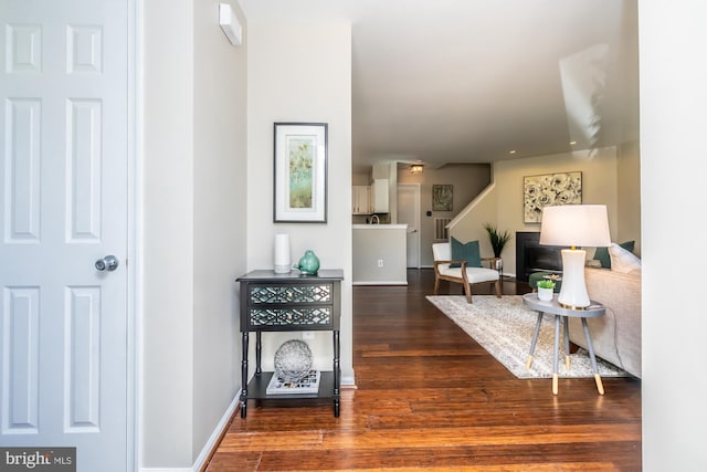 interior space featuring dark wood-type flooring