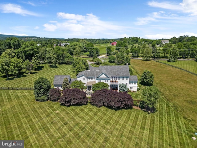 aerial view featuring a rural view