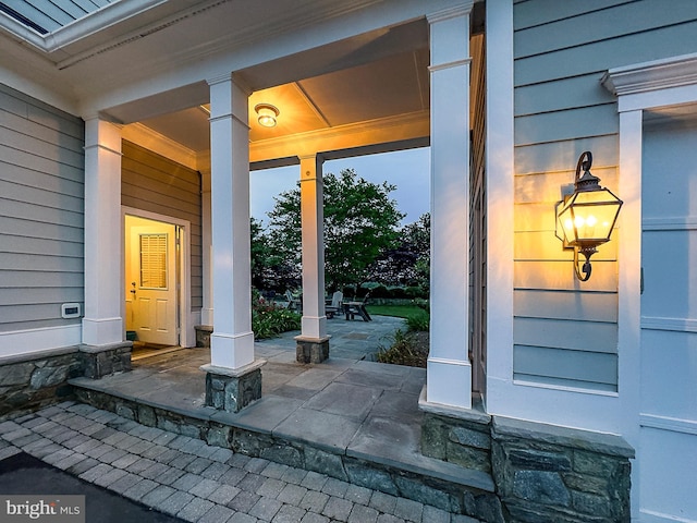 view of patio featuring covered porch