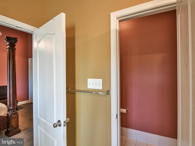 bathroom with tile patterned flooring