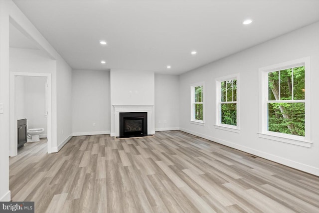 unfurnished living room with light hardwood / wood-style floors