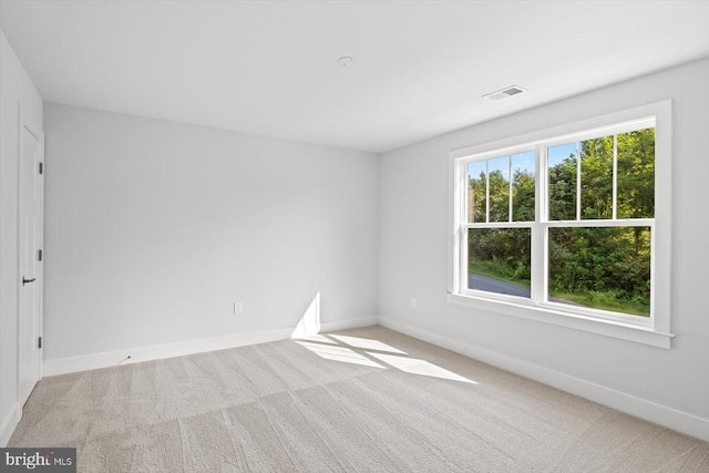 spare room featuring light colored carpet