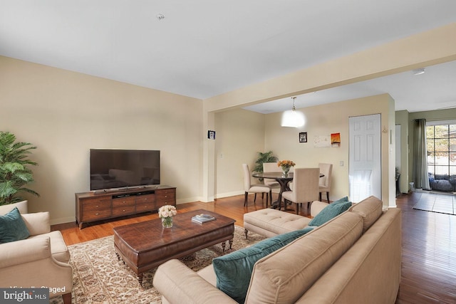 living room featuring hardwood / wood-style floors