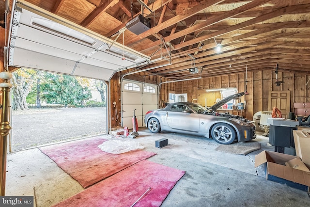 garage with a garage door opener