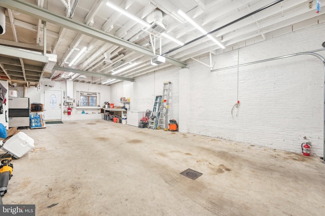 garage with a garage door opener