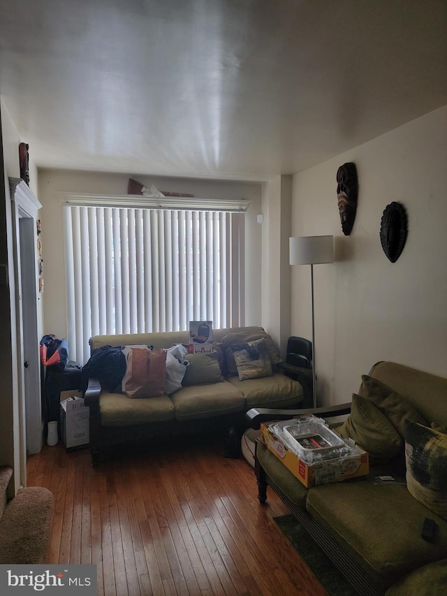 living room with hardwood / wood-style floors