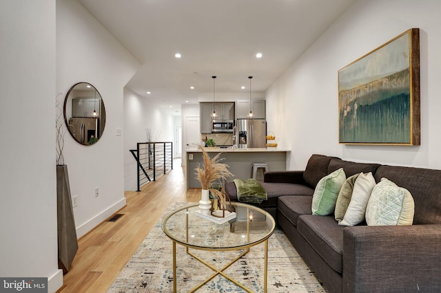 living room featuring light hardwood / wood-style flooring